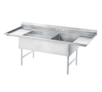Advance Tabco 3-Compartment Meat & Platter Sink with Dual Drainboards, Open Frame Base, and 8-1/2-Inch Backsplash