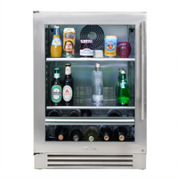 True Residential 24-Inch Undercounter Beverage Center Refrigerator, One Section, Self-Contained, Glass Door