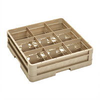 Traex® Full-Size 9-Compartment Closed-Wall Compartment Glass Rack with Extender