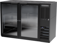 Beverage Air BB48HC-FG-B Two-Section Food-Rated Back Bar Refrigerator with Glass Doors, 48 Inch, Black Exterior