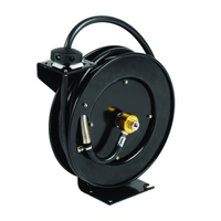 Equip Open Black Powder-Coated Steel Retractable Hose Reel, 3/8