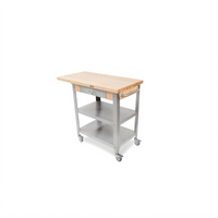 John Boos Cucina Elegante Mobile Maple Butcher Block Cart with Drawer, Drop Leaf, and Stainless Steel Shelves, 40-Inch x 20-Inch x 35-Inch