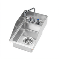 Krowne Drop-In Stainless Steel Hand Sink with 4-Inch OC Deck Faucet and 6-Inch Gooseneck Spout, 12 x 18 Inch