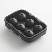 American Metalcraft Black Silicone 6-Cavity Sphere Ice Mold Tray with Lid, 1-1/2-Inch Spheres