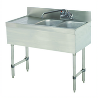 Advance Tabco Special Value Series 48-Inch 2-Compartment Stainless Steel Bar Sink with Left Drainboard and 6-Inch Splash-Mounted Faucet