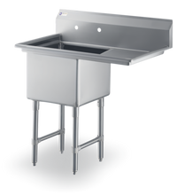Steel Works Stainless 44-1/2 Inch Single Compartment Sink with Right Drainboard, 16 Gauge 304 Stainless Steel