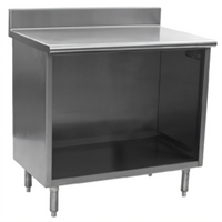 Spec-Master Open Front Stainless Steel Cabinet Base Work Table with Backsplash, 72 x 30 Inches