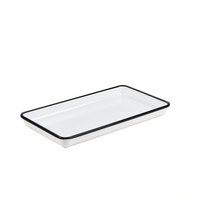 American Metalcraft Endurance 12-3/4 Inch Rectangular Melamine Platter, White with Black Rim