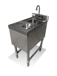 Steel Works Stainless 24-Inch Freestanding Underbar Dump Sink with Glass Rinser and Dipper Well