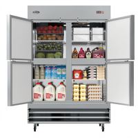 KoolMore 54-Inch Two-Section Reach-In Refrigerator, 47 Cu. Ft., Bottom-Mount, Stainless Steel