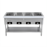 Serv-Ware 4-Well Open Well Electric Steam Table with Open Shelf Base