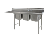 Eagle Group 414 Series Coved Corner Three-Compartment Stainless Steel Sink with 18-Inch Left Drainboard