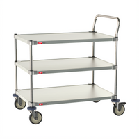 Metro 24 Inch x 36 Inch Type 316 Stainless Steel 3-Shelf Bus Cart