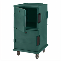Cambro Ultra Camcart Double-Compartment Front-Loading Insulated Food Pan Carrier, Granite Green