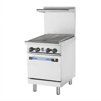 Turbo Air Radiance 24-Inch Heavy Duty Natural Gas Range with Charbroiler Top and Space Saver Oven