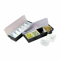 4-Compartment Countertop Bar Garnish Caddy with Clear Polycarbonate Lid