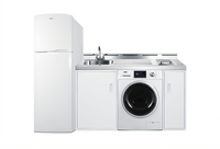 83-Inch All-In-One Kitchenette with 2-Burner Radiant Cooktop, Refrigerator/Freezer, Sink, and Washer/Dryer Combo