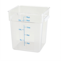Winco 18 Qt Square Clear Polycarbonate Food Storage Container, Container Only