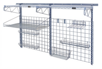 Quantum Wall-Mounted Store Grid Medium-Duty Starter Kit with Shelves, Baskets and Hooks