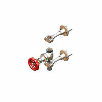 T&S Brass Chrome Plated 1/2 Inch Globe Valve Accessory Kit with Nipple and Wall Brackets
