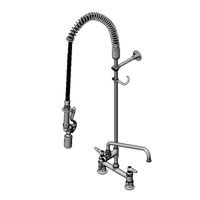T&S Brass EasyInstall Spring-Action Deck-Mount Pre-Rinse Unit with Add-On Faucet, 8-Inch Adjustable Centers, 12-Inch Swing Nozzle, 1.07 GPM Spray Valve