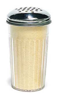 Carlisle 12 oz Clear SAN Cheese Shaker with Stainless Steel Perforated Top