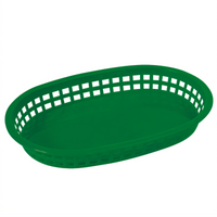Winco Green Poly-Plastic Flat Bottom Platter Basket, 10-3/4 x 7-1/4 x 1-1/2 Inches