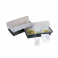 Omcan 5-Compartment Bar Garnish Caddy with Clear Lid and White Inserts