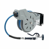 Open Epoxy-Coated Steel Retractable Hose Reel with 3/8-Inch x 15-Foot Hose and Painted Pivot Bracket