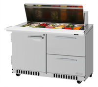 Turbo Air PRO Series Front Breathing Two-Section Mega Top Sandwich/Salad Prep Table, 48 1/4-Inch, 18-Pan, 1 Door, 2 Drawers