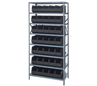 Quantum Heavy-Duty Stationary Wire Shelving Unit with 8 Shelves and 35 Bins, 36 x 18 x 75 Inches