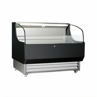Omcan 52-Inch Open Curved Refrigerated Display Case, 370 Liter, Black, Floor Model