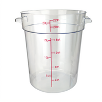 Winco 22 Qt Clear Round Polycarbonate Food Storage Container, Container Only, Stackable