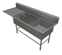 John Boos Pro-Bowl 3-Compartment Platter Sink with Left Drainboard, 84-3/16 in. W x 29-1/2 in. D
