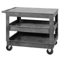 Quantum 3-Shelf Polymer Flat-Top Utility Cart, 40 x 26 Inches, Gray