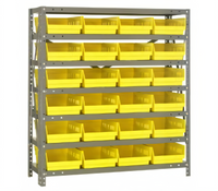 Quantum Heavy-Duty Stationary Wire Shelving Unit with 7 Shelves and 24 Bins, 12 x 36 x 39 Inches