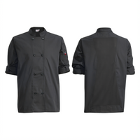 Winco Signature Tapered-Fit Ventilated Long-Sleeve Chef Jacket, Black, Large