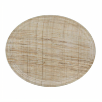 Cambro Camtray Oval Serving Tray, 22 x 26-7/8 Inches, Fiberglass, Rattan Wood Design