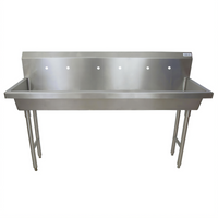 BK Resources 72-Inch Triple-Station Freestanding Stainless Steel Hand Wash Sink