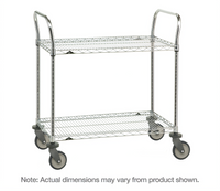 Metro Super Erecta SP Heavy-Duty Utility Bus Cart, 60 x 24 x 39 Inches, 2 Wire Shelves, Stainless Finish
