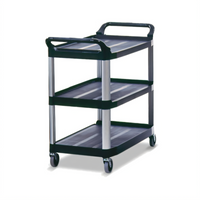 Rubbermaid Commercial Products Xtra Open-Sided 3-Shelf Utility Bus Cart with 4-Inch Swivel Casters, Black