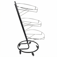 Omcan USA 3-Tier Metal Buffet Display Stand with Casters, Black