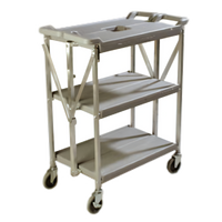 Fold 'N Go Folding Open Design Bus Cart, 3 Shelves, 350 lb Capacity, Gray