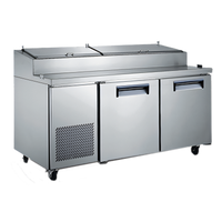 U-STAR 71-Inch 2-Section Refrigerated Pizza Prep Table, 17 Cu. Ft., 2-Door, Side-Mounted Self-Contained Refrigeration