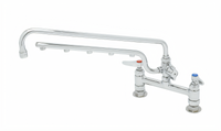 UltraRinse 8-Inch Adjustable-Center Deck Mount Mixing Faucet with 18-Inch Swing Nozzle and 16-Inch Spray Arm