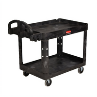 Rubbermaid Commercial Products Heavy Duty 2-Shelf Polypropylene Utility Bus Cart, 44 x 25-1/4 x 39 Inches, 500 lb Capacity, Black