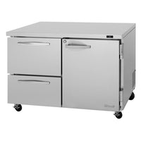 Turbo Air PRO Series 48-1/4-Inch Two-Section Undercounter Refrigerator with 1 Door and 2 Drawers