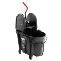 Executive WaveBrake Mop Bucket Combo with Down Press Wringer and Dirty Water Bucket, 35 Qt, Black