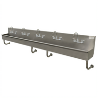 Advance Tabco 100-Inch 5-Station Wall Mounted Multi-Wash Hand Sink with 5 Gooseneck Faucets