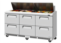 Turbo Air Super Deluxe 72-5/8-Inch Front-Breathing Three-Section Sandwich/Salad Prep Table with 6 Drawers